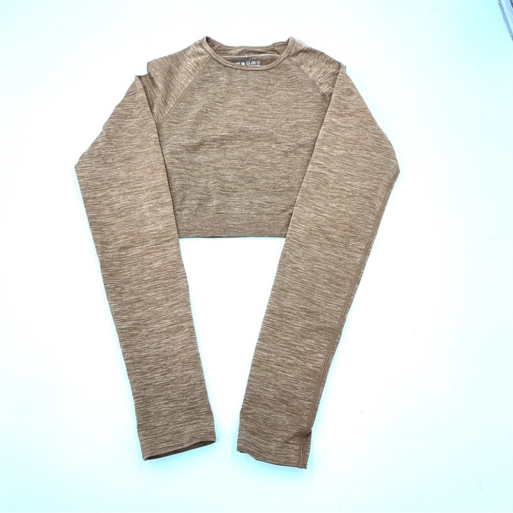 Sunzel Brown Long Sleeve Crop Top Size Small